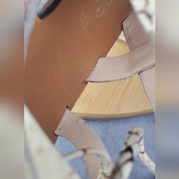 ALDO Womens Jaeryan Cream Gray Leather Caged Strap Snake Print Flat Sandals‎ 9 - Picture 13 of 14